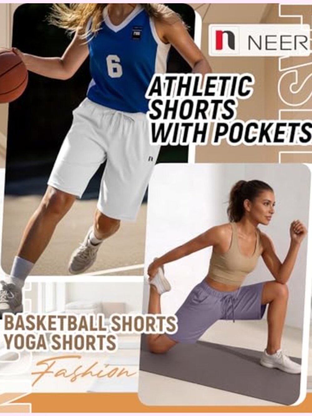 3 Pack Quick Dry High Waisted Bermuda Athletic Shorts with Pockets Drawstring - Picture 3 of 6